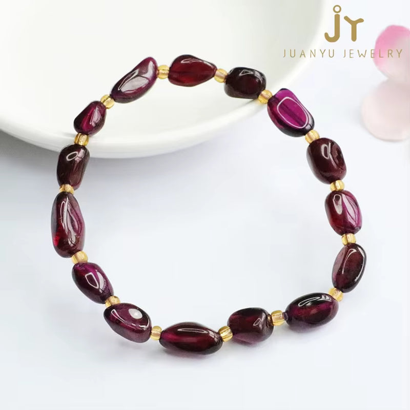 Fashion Jewelry for Women Natural Gemstone Jewelry Bracelets Natural Stone Beads Bracelets Red Garnet Bracelets