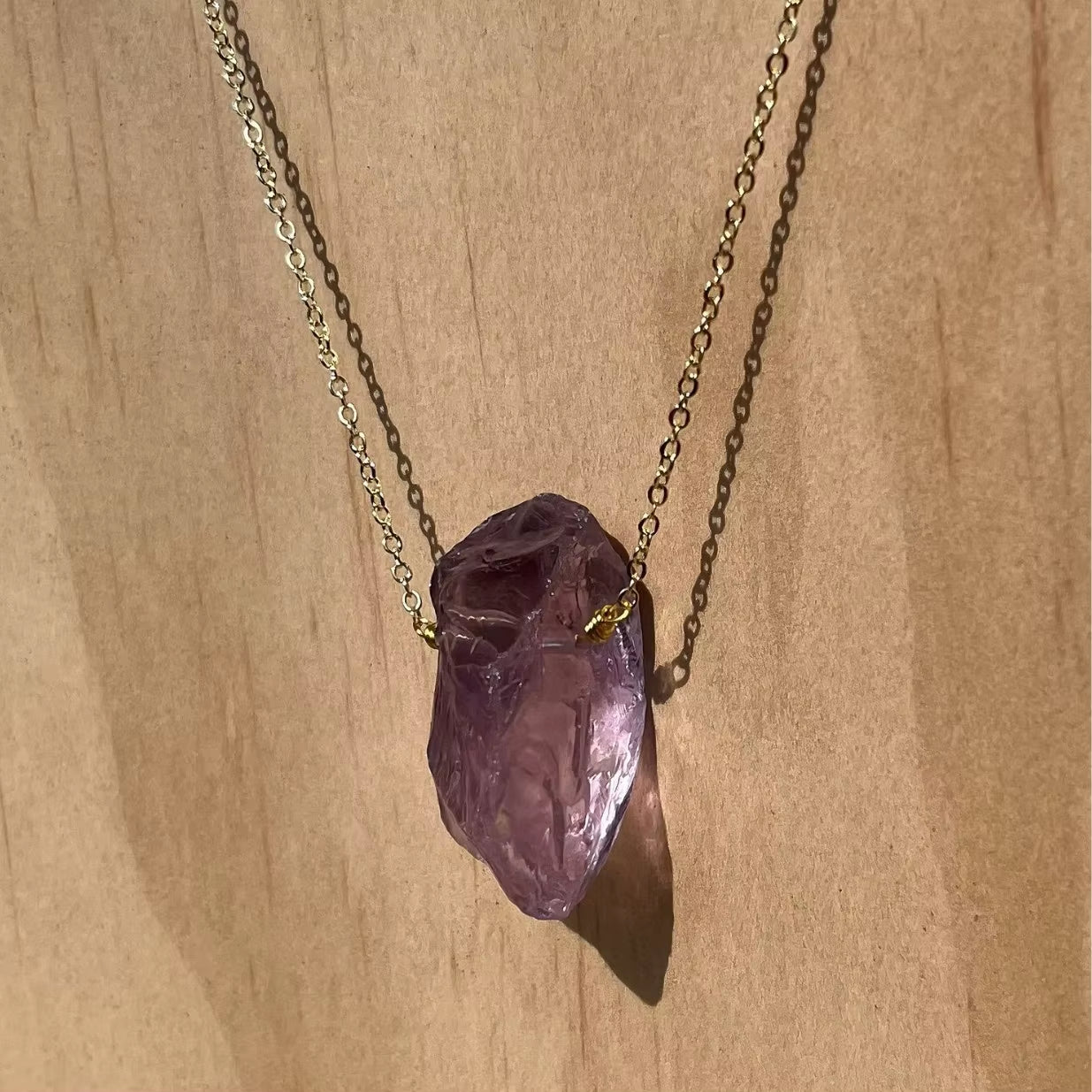 Hot Selling High Quality Amethyst Necklace Pendant Natural Crystal Raw Stone Star Dream Energy Healing Lucky Stone Gift Alloy