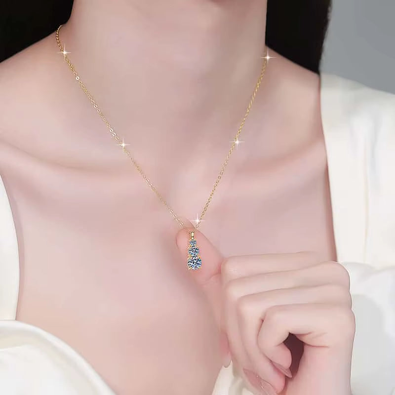 Fine Jewel S925 Sterling Silver Graduated Size Vvs1 1.6Ct Moissanite Diamond Charm Pendants Necklace Anniversary Gift of Women