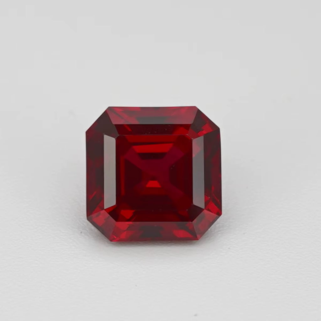 HQ GEMS Czochealski Pigeon Blood Red Ruby7A Hand Cut 8X10Mm 4Ct Emerald Cut Lab Grown Ruby Heat Treated Ruby Lab Ruby