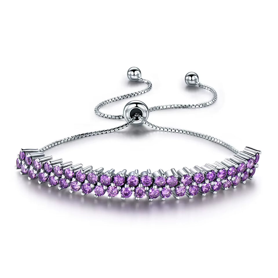 Aivenchy Hand Chain Bracelet Luxury 3Mm Amethyst Stone Jewelry Women S925 Sterling Silver Rhodium Tennis Bracelet