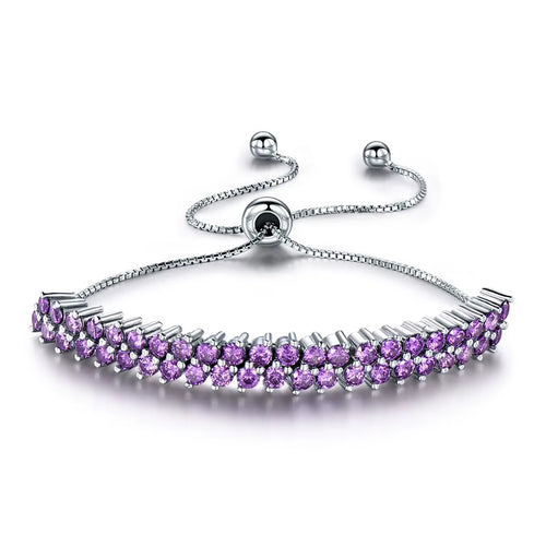 Aivenchy Hand Chain Bracelet Luxury 3Mm Amethyst Stone Jewelry Women S925 Sterling Silver Rhodium Tennis Bracelet