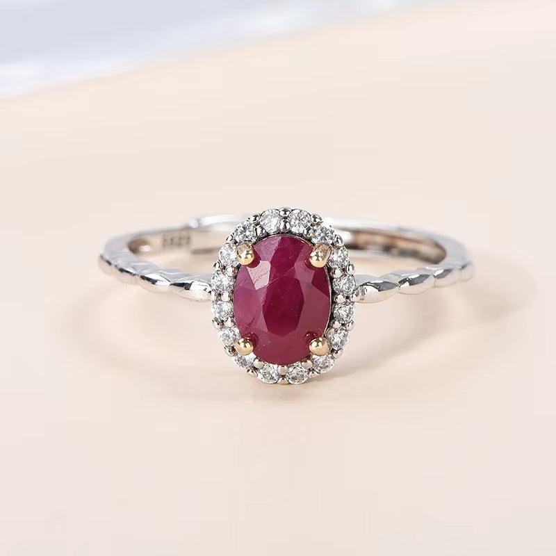 Premium Natural Ruby Rings Collection-Fine Red Oval Cut Ruby Gemstone Rings Rhodium CMA Certified for Jewelry Suppliers Custom