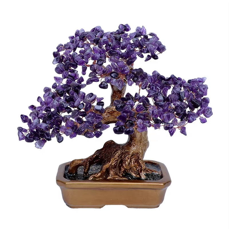 Natural Crystal Tree Topaz and Life Tree Amethyst Seven Chakras Decorative Gift Ornaments for Feng Shui