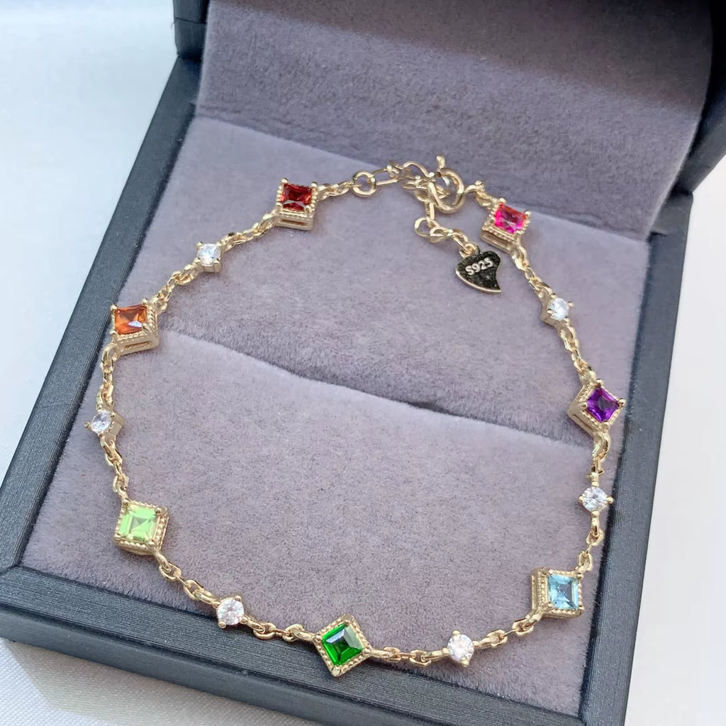 925 Sterling Silver Natural Gemstone Bracelet Wholesale Gold Plated Perfect Gift for Women Parties