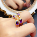 Custom 925 Silver Natural Amethyst Earrings Wholesale Gemstone Jewelry Wedding Gift