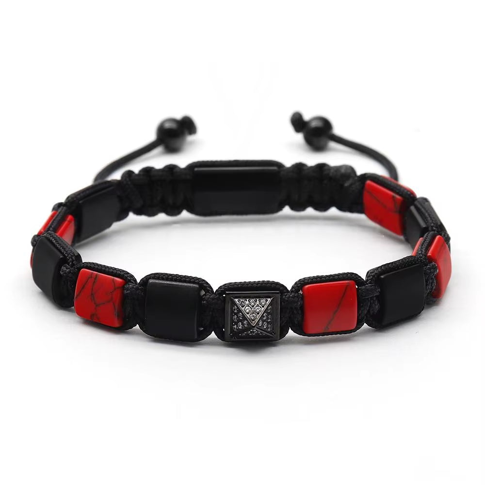 GOLDIX Jewelry Christian Amethyst Gemstone Golden Pyramid Beads Charm Adjustable Bracelets Healing Party Unisex Wholesale