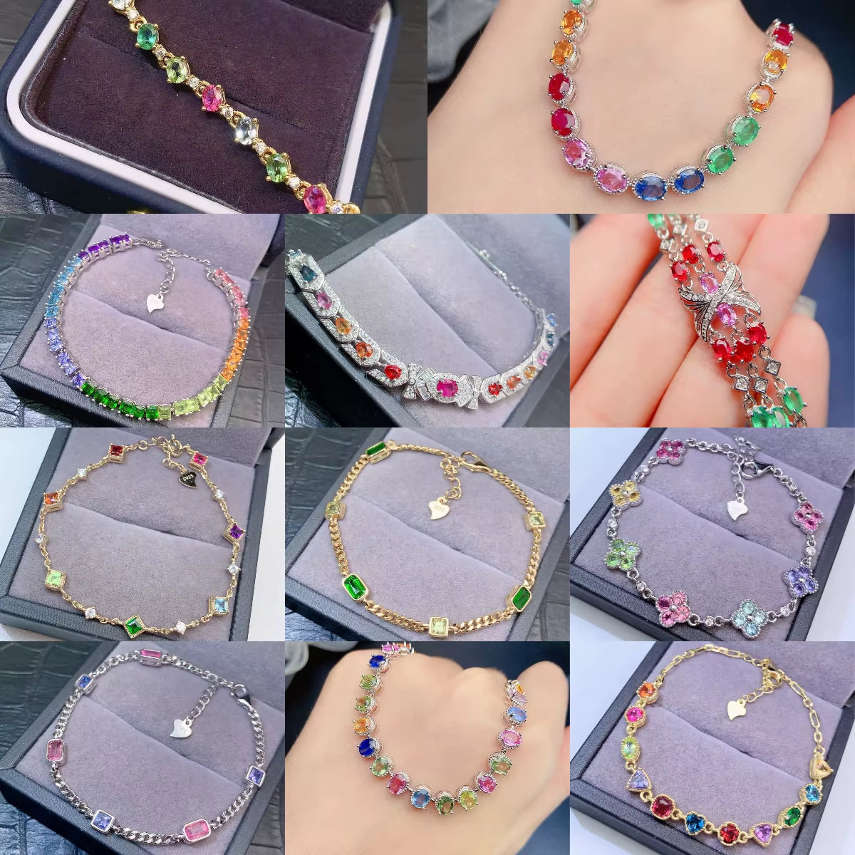 925 Sterling Silver Natural Gemstone Bracelet Wholesale Gold Plated Perfect Gift for Women Parties