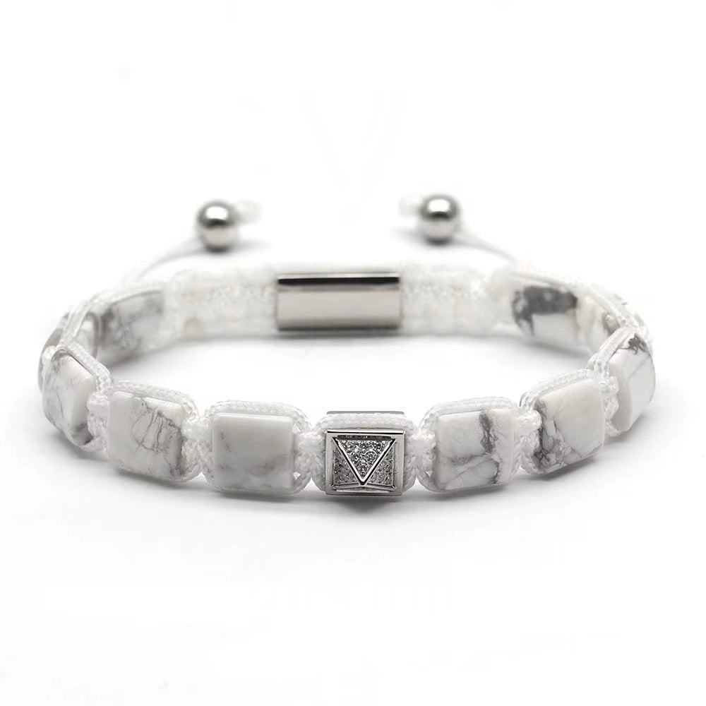 GOLDIX Jewelry Christian Amethyst Gemstone Golden Pyramid Beads Charm Adjustable Bracelets Healing Party Unisex Wholesale