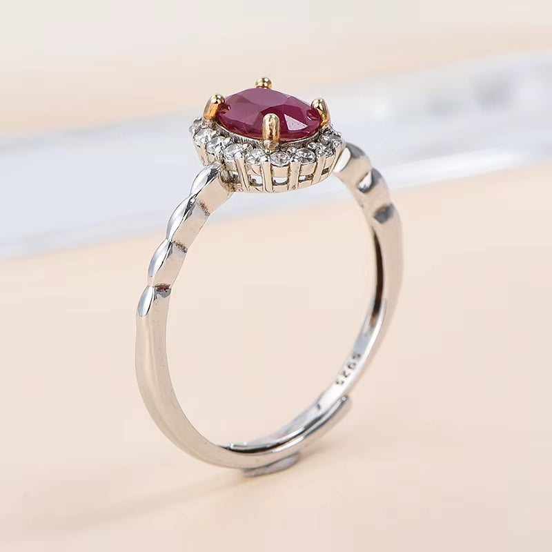 Premium Natural Ruby Rings Collection-Fine Red Oval Cut Ruby Gemstone Rings Rhodium CMA Certified for Jewelry Suppliers Custom