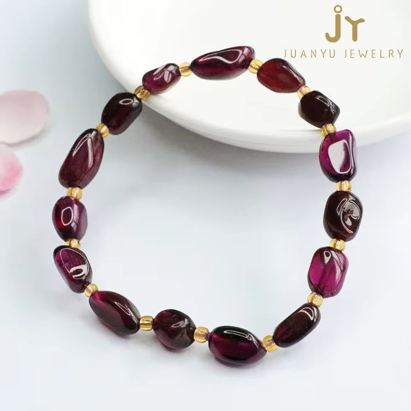 Fashion Jewelry for Women Natural Gemstone Jewelry Bracelets Natural Stone Beads Bracelets Red Garnet Bracelets
