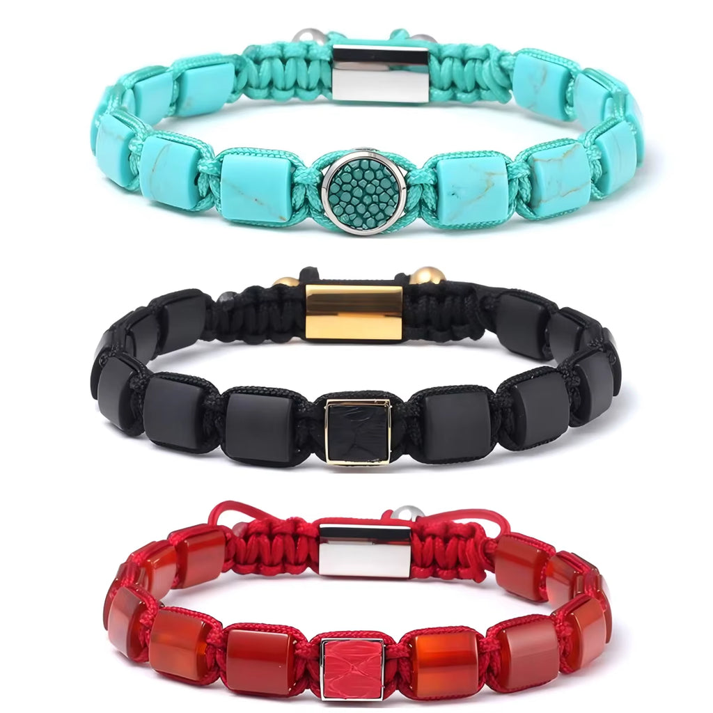 Bestselling Premium Snake Skin Natural Gemstone 8Mm Gorgeous Precious Healing Crystal Stretch Stainless Steel Beaded Bracelet