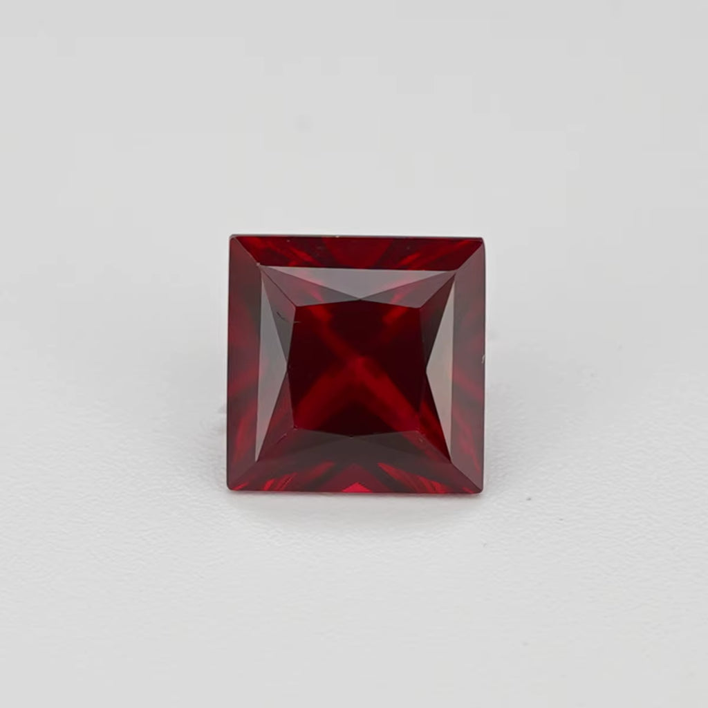 HQ GEMS Czochealski Pigeon Blood Red Ruby7A Hand Cut 8X10Mm 4Ct Emerald Cut Lab Grown Ruby Heat Treated Ruby Lab Ruby