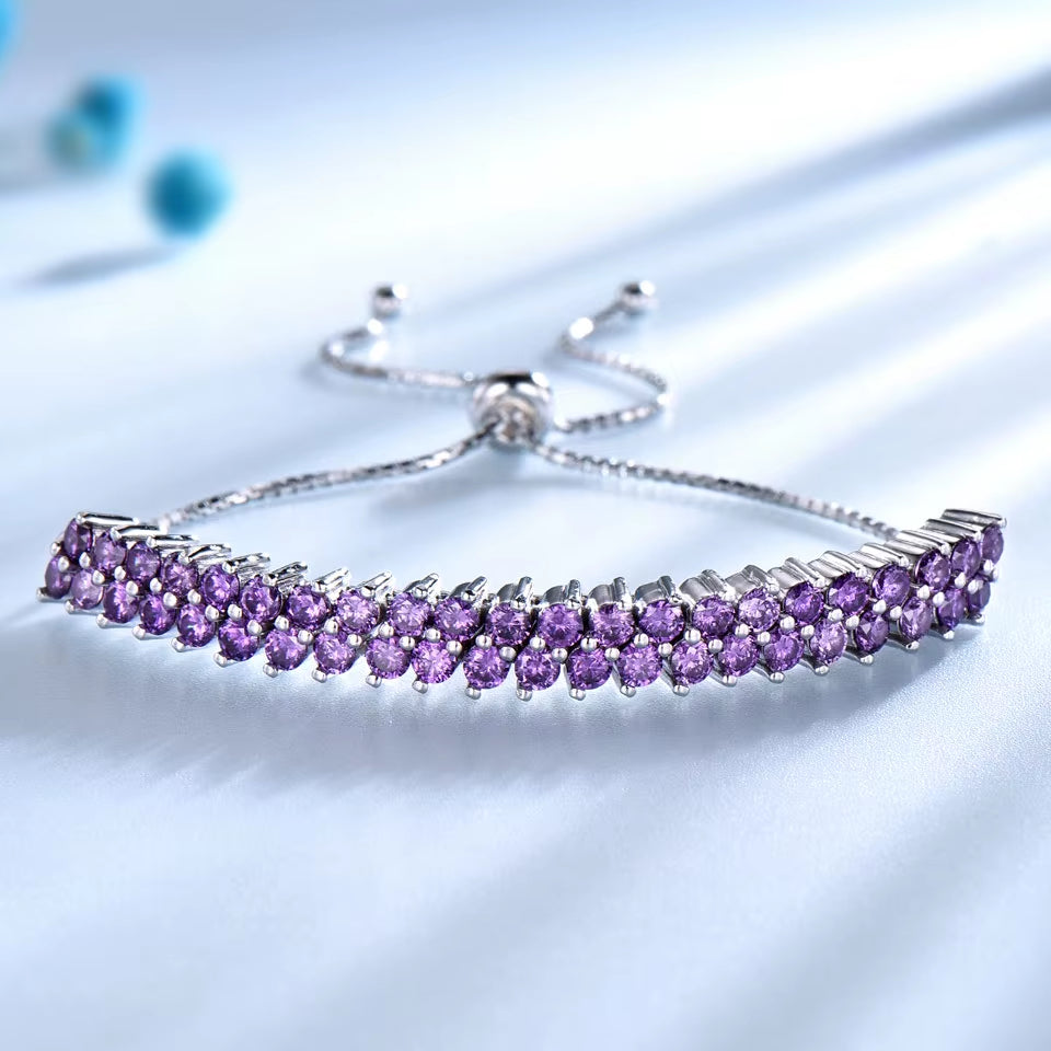 Aivenchy Hand Chain Bracelet Luxury 3Mm Amethyst Stone Jewelry Women S925 Sterling Silver Rhodium Tennis Bracelet