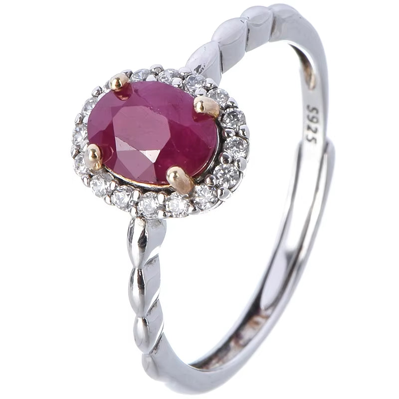 Premium Natural Ruby Rings Collection-Fine Red Oval Cut Ruby Gemstone Rings Rhodium CMA Certified for Jewelry Suppliers Custom