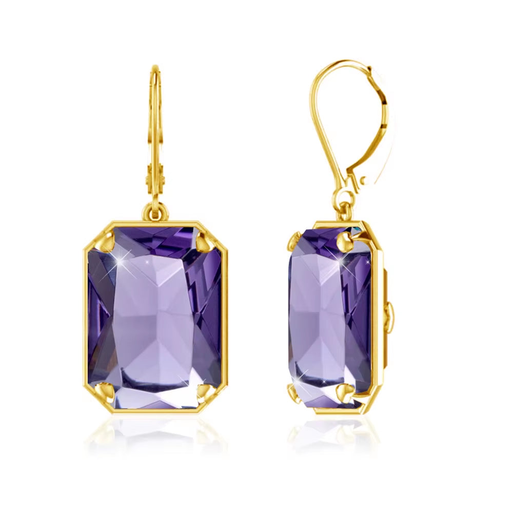 Jewelry Wholesale Designer Geometric Square Joyas Mujer Peridot 925 Silver Women Long Earrings 18K