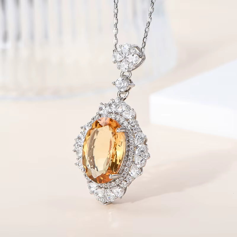 Wholesale Supplier for Natural Citrine Gemstone Pendant Necklace 925 Sterling Silver Pendant Manufacture Jewelry for Women