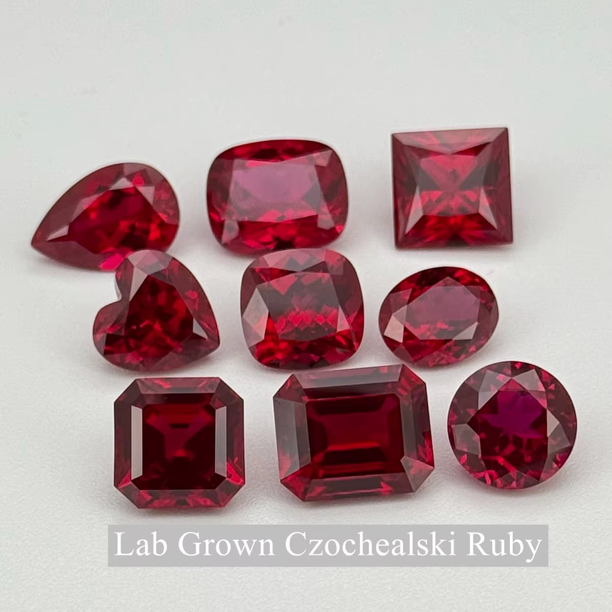 HQ GEMS Czochealski Pigeon Blood Red Ruby7A Hand Cut 8X10Mm 4Ct Emerald Cut Lab Grown Ruby Heat Treated Ruby Lab Ruby