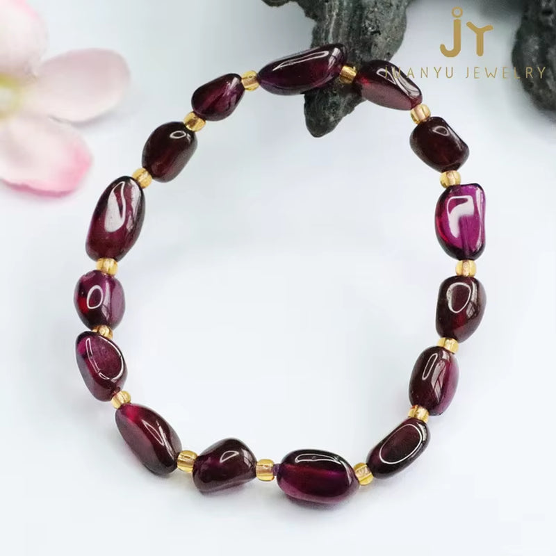 Fashion Jewelry for Women Natural Gemstone Jewelry Bracelets Natural Stone Beads Bracelets Red Garnet Bracelets