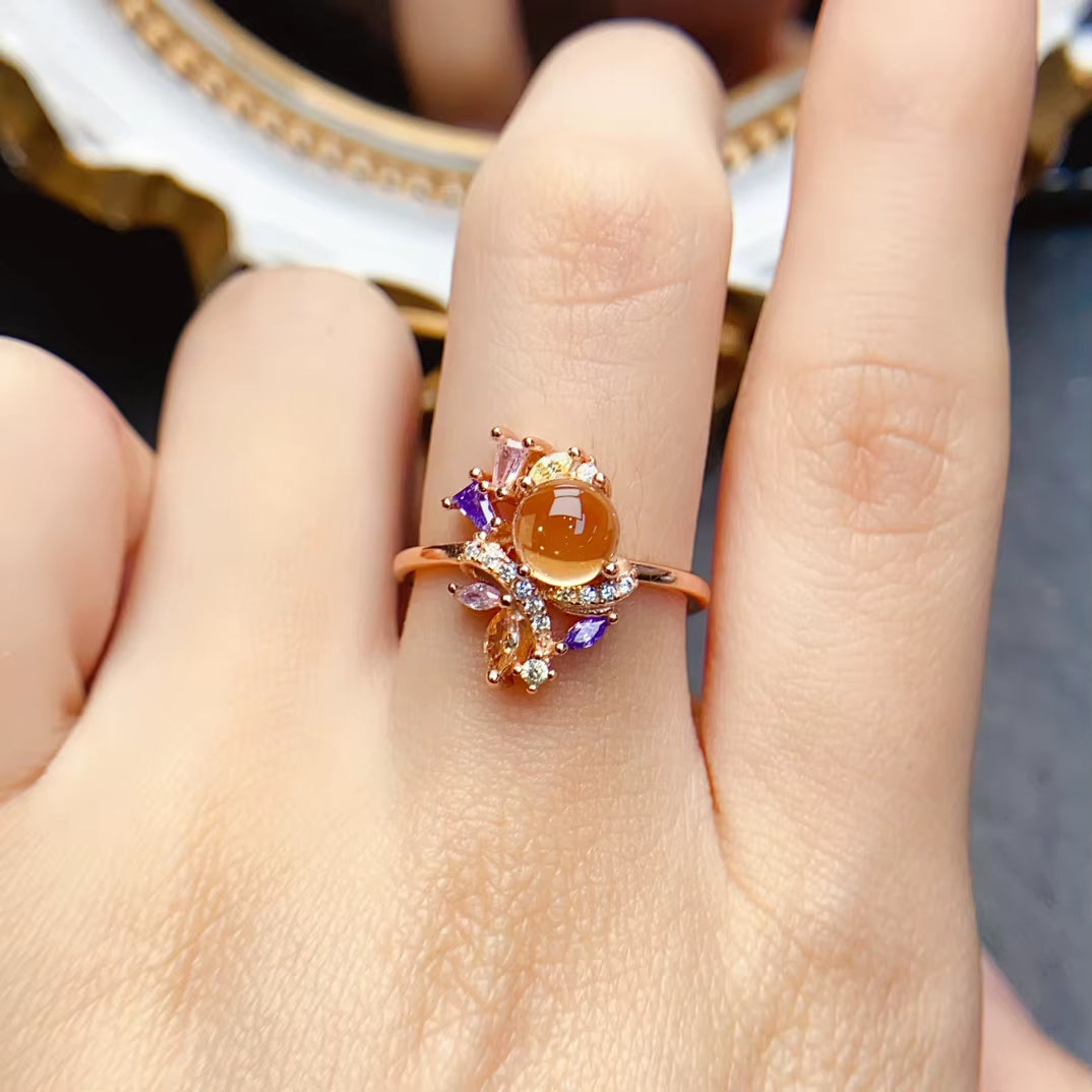 Natural Citrine Ring 925 Sterling Silver Golden Yellow Gemstone Jewelry for Women Wholesale Healing Crystal