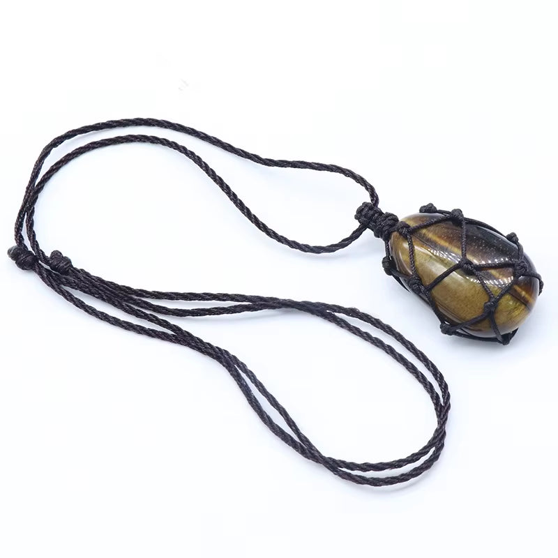 Crystal Woven Dream Catcher Necklace Cord Empty Stone Holder Monter Net Adjustable Netted Necklace Cage for Stones Pendant