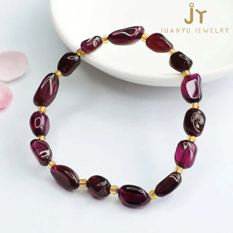 Fashion Jewelry for Women Natural Gemstone Jewelry Bracelets Natural Stone Beads Bracelets Red Garnet Bracelets
