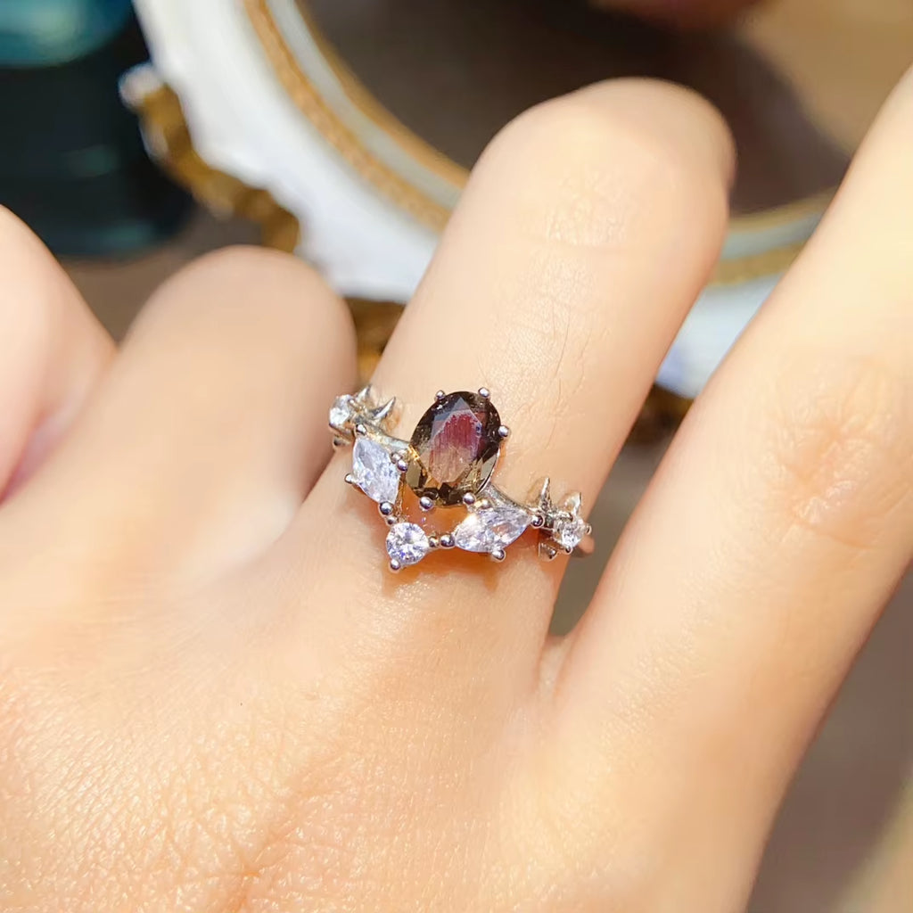 Natural Smoky Quartz Gemstone Ring 925 Sterling Silver for Meditation Negative Energy Cleansing Wholesale Gift