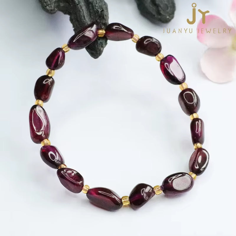 Fashion Jewelry for Women Natural Gemstone Jewelry Bracelets Natural Stone Beads Bracelets Red Garnet Bracelets