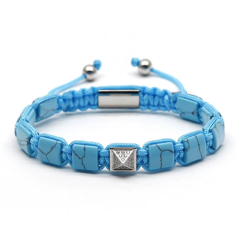 GOLDIX Jewelry Christian Amethyst Gemstone Golden Pyramid Beads Charm Adjustable Bracelets Healing Party Unisex Wholesale