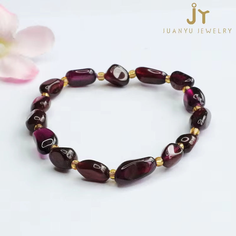 Fashion Jewelry for Women Natural Gemstone Jewelry Bracelets Natural Stone Beads Bracelets Red Garnet Bracelets
