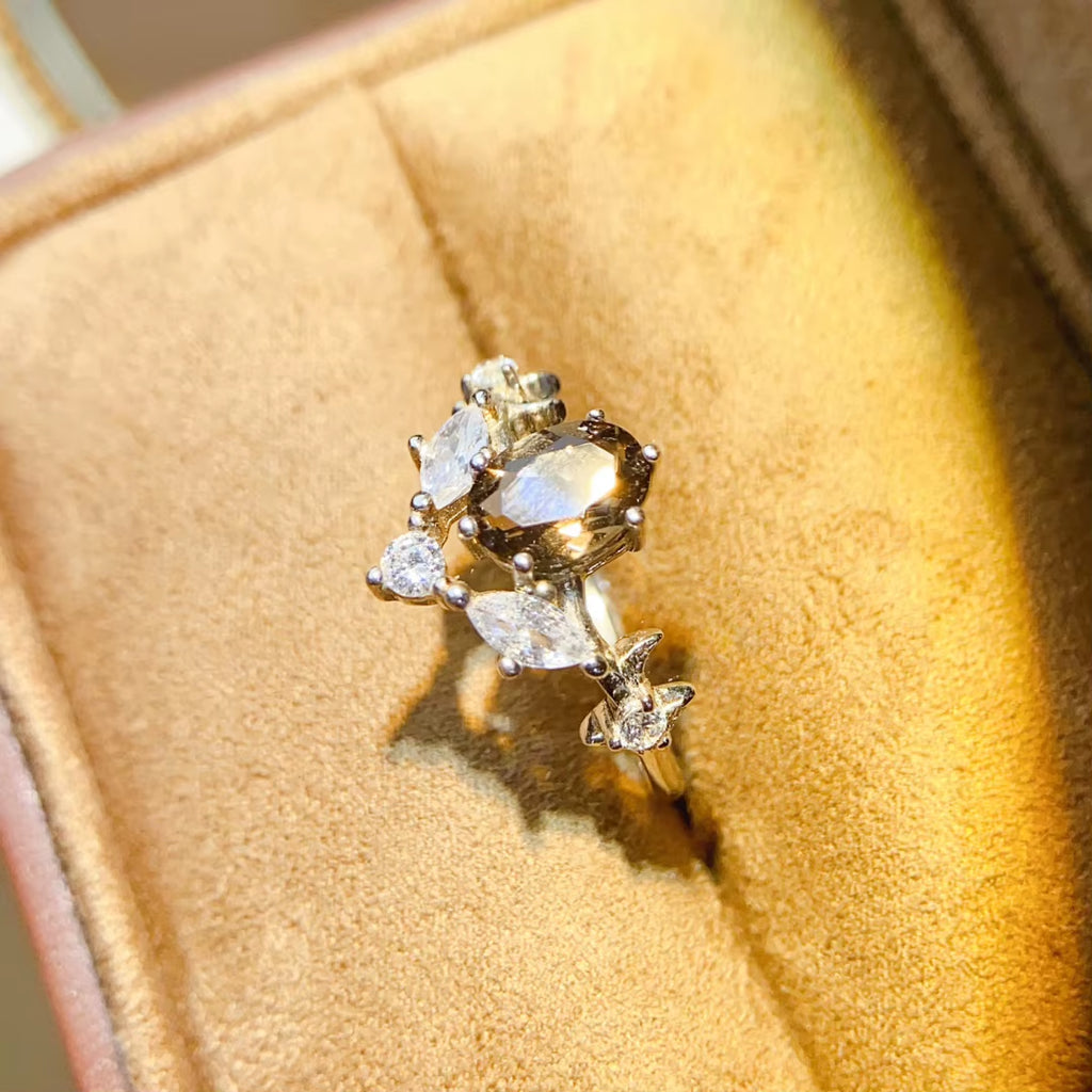 Natural Smoky Quartz Gemstone Ring 925 Sterling Silver for Meditation Negative Energy Cleansing Wholesale Gift