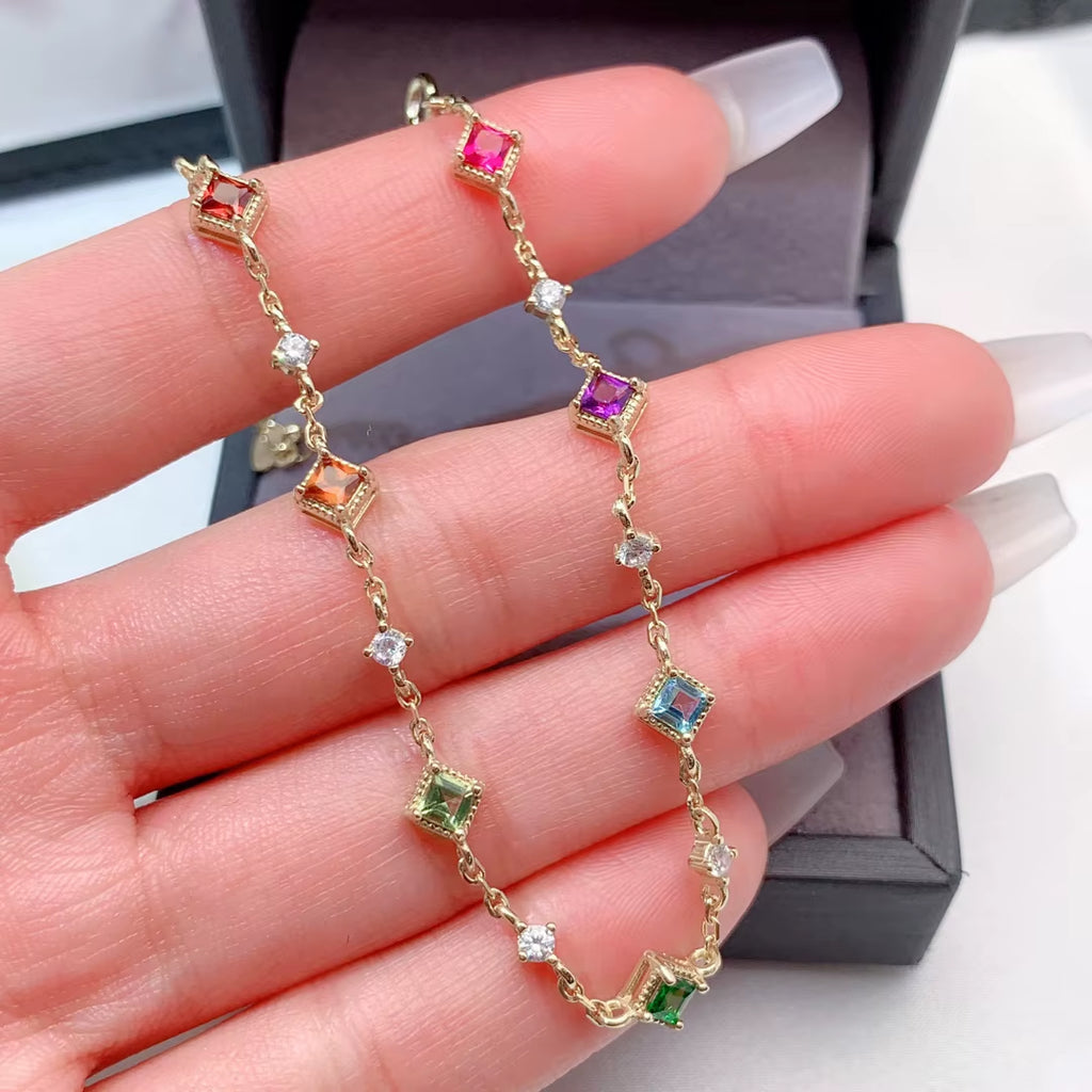 925 Sterling Silver Natural Gemstone Bracelet Wholesale Gold Plated Perfect Gift for Women Parties