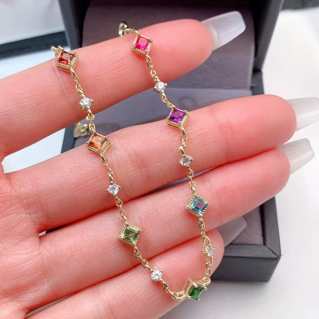 925 Sterling Silver Natural Gemstone Bracelet Wholesale Gold Plated Perfect Gift for Women Parties