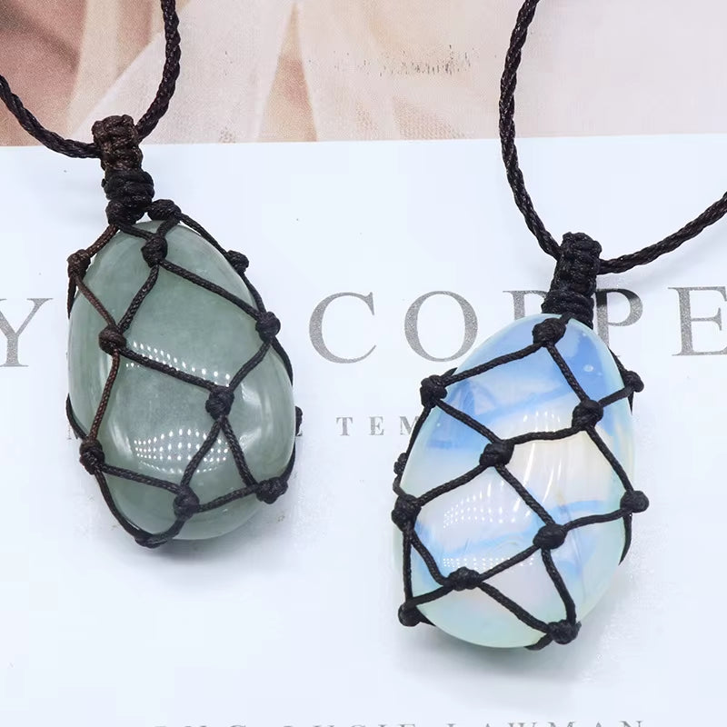 Crystal Woven Dream Catcher Necklace Cord Empty Stone Holder Monter Net Adjustable Netted Necklace Cage for Stones Pendant