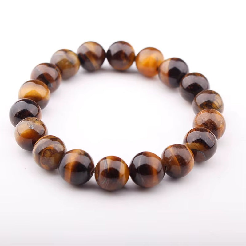 Natural Stone Jewelry 12MM Natural Gemstone Tiger Eye Beaded Bracelet for Men