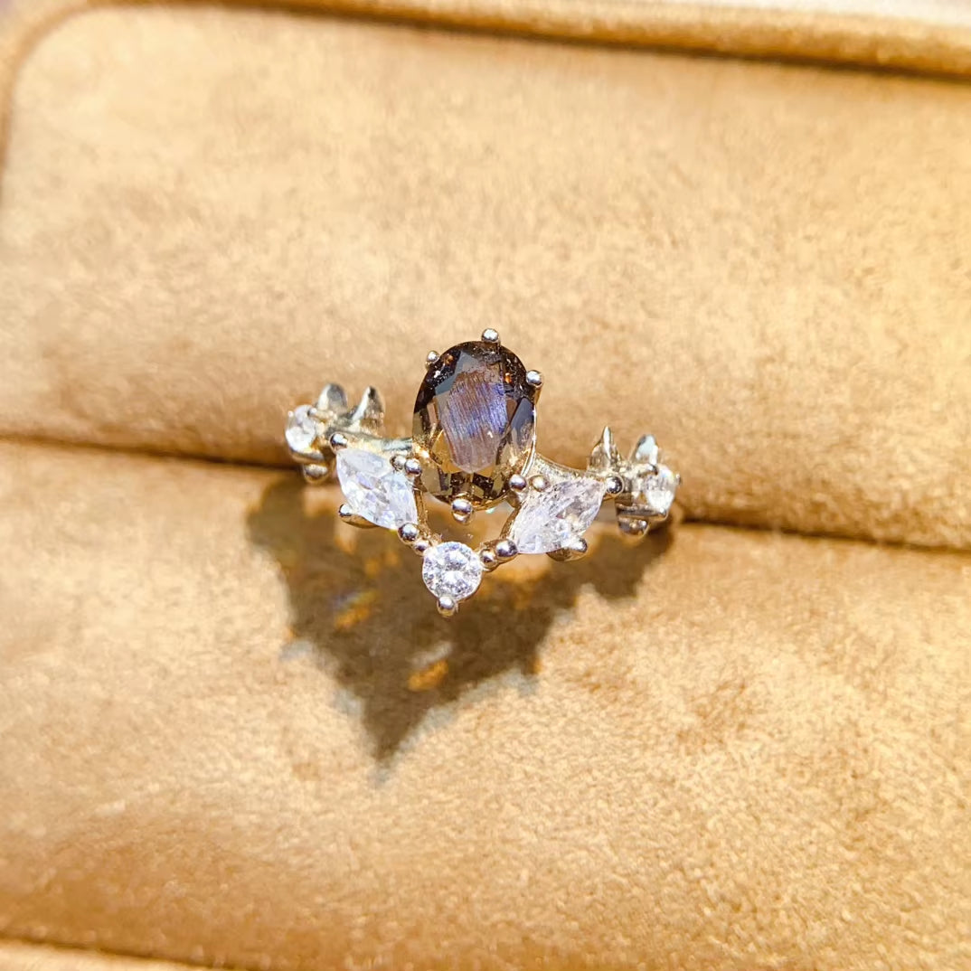 Natural Smoky Quartz Gemstone Ring 925 Sterling Silver for Meditation Negative Energy Cleansing Wholesale Gift