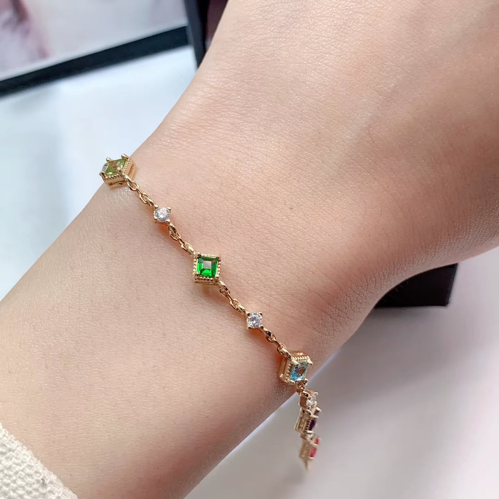 925 Sterling Silver Natural Gemstone Bracelet Wholesale Gold Plated Perfect Gift for Women Parties