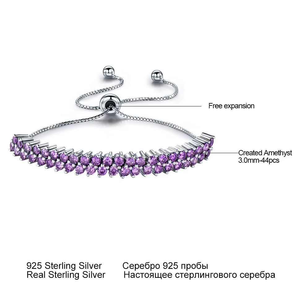 Aivenchy Hand Chain Bracelet Luxury 3Mm Amethyst Stone Jewelry Women S925 Sterling Silver Rhodium Tennis Bracelet